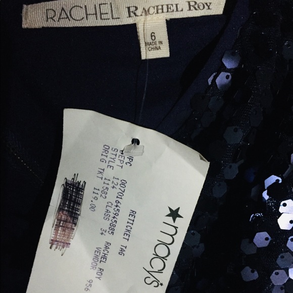 RACHEL Rachel Roy Navy Sequin Dress Sz 6 - Picture 4 of 4